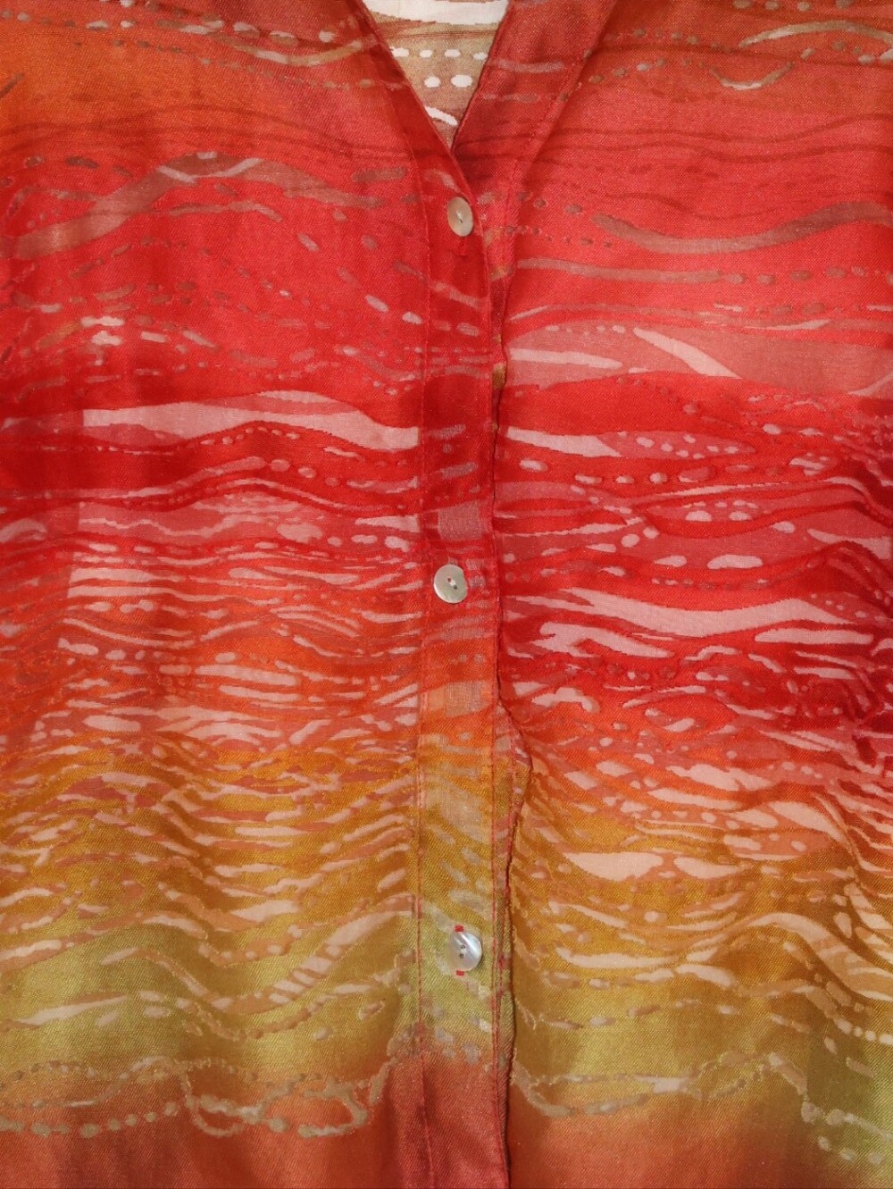 Ruby Rd. Earthy Sunset Gradient Patterned Button-Front Blouse. - Picture 2 of 14